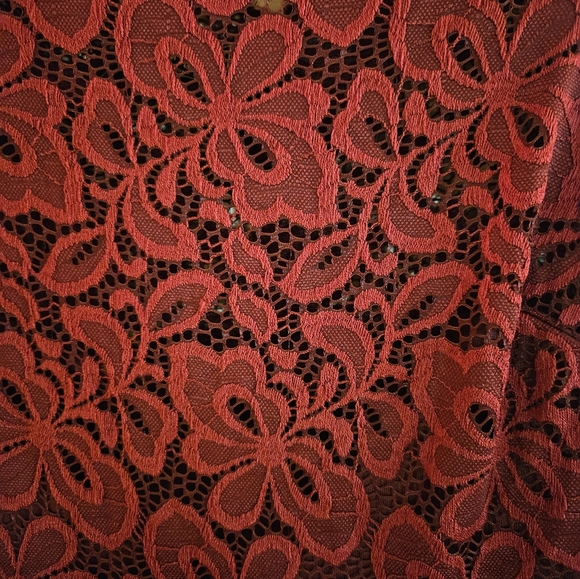 Brand New MissMay Floral Lace Midi Cocktail Dress Maroon Women's XL - Picture 4 of 9